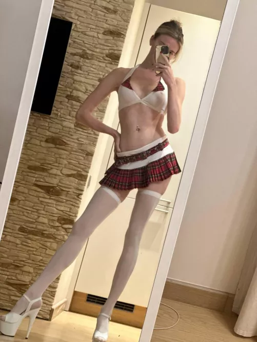 White stockings with white heels