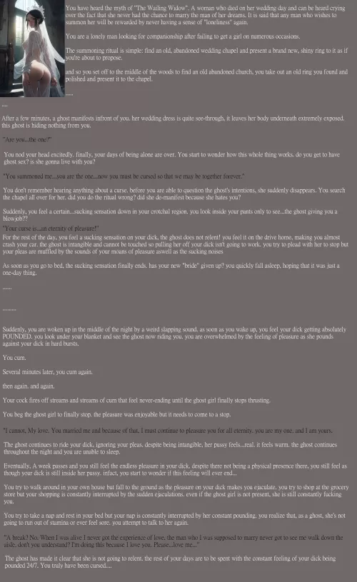Cursed by the Ghost [Ghost] [Curse] [Male POV] [Hetero] [Marriage?] [Endless Pleasure] [Nonstop Sex] [AI Image: PixAI]