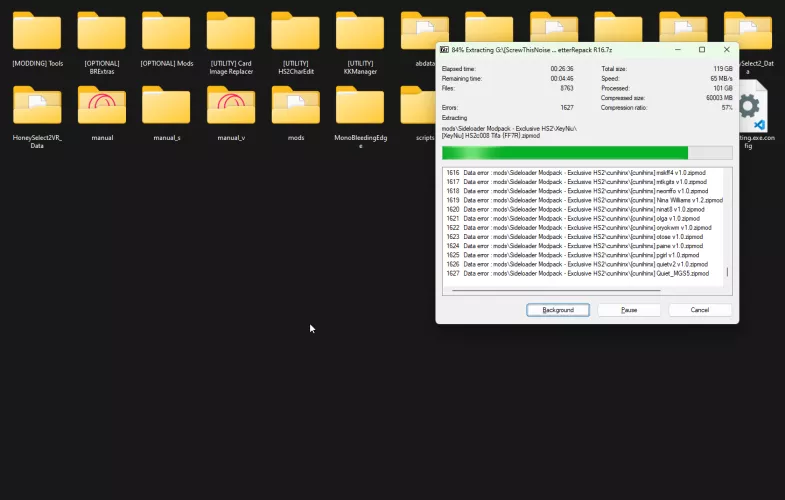 Data error - HS2 DX R16 (Both Winrar & 7-zip don't work) What should i do?