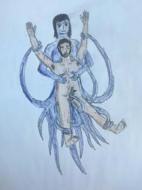 Even though I'm not yet the best at figure drawing yet, I wanted to start drawing my fantasies! Here's my attempt at a tentacled woman playing with me!
