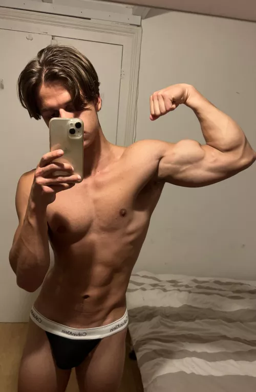 Flexing after workout 