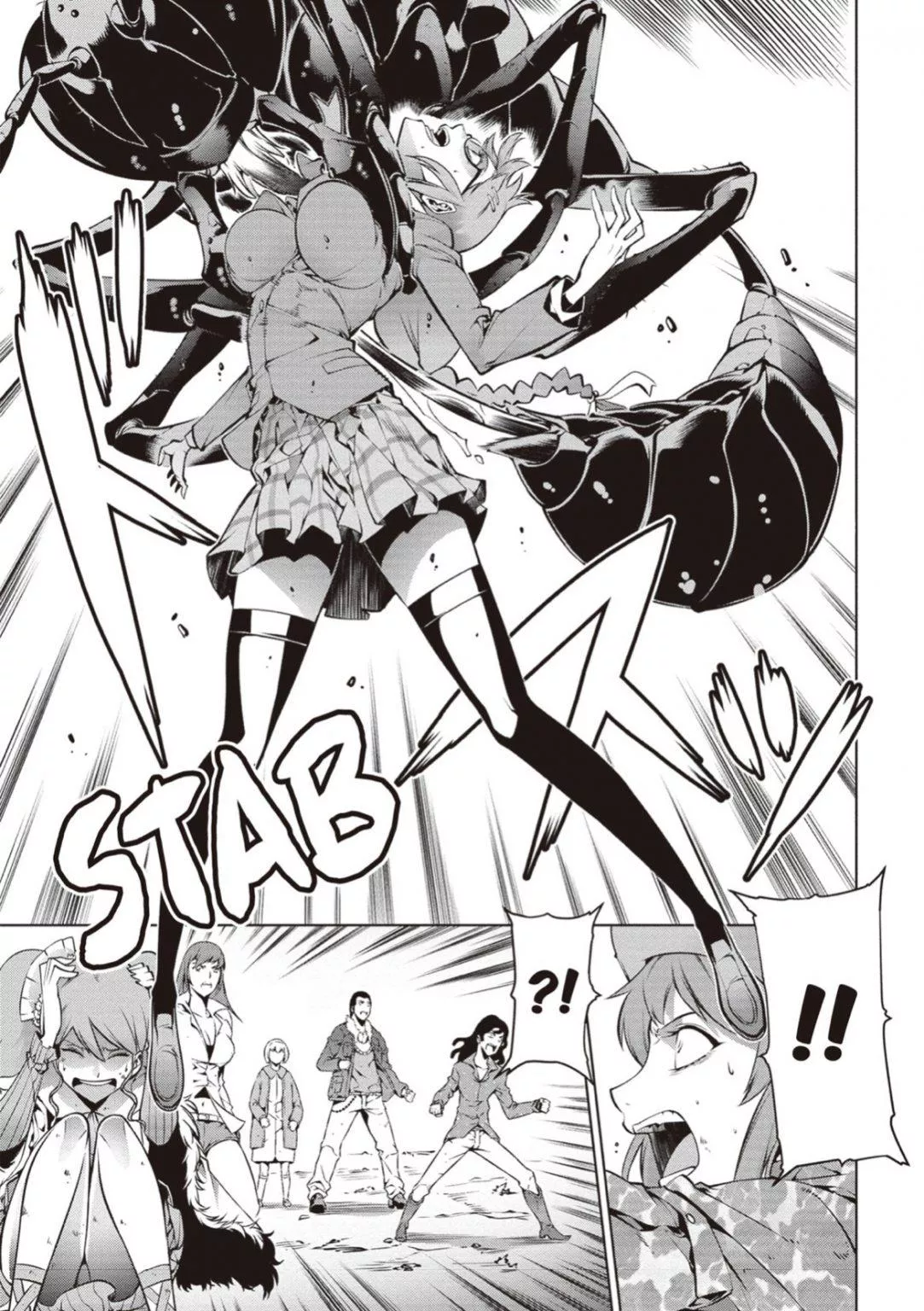 Giant ammophila bites a girl's boobs