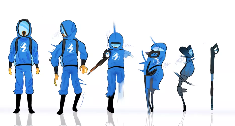 I drew Powerwash guy turning into a powerwasher. 