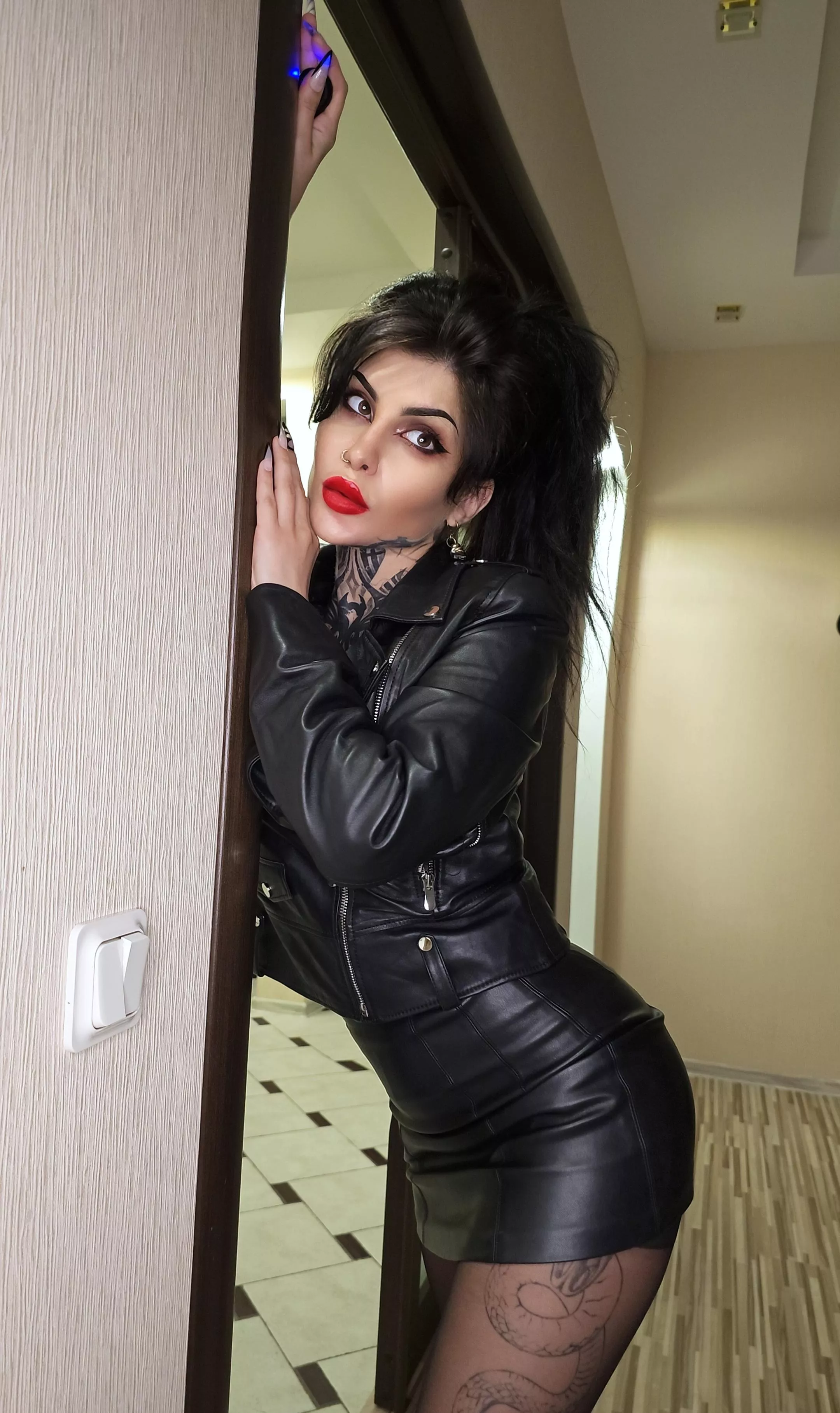 In full leather outfit