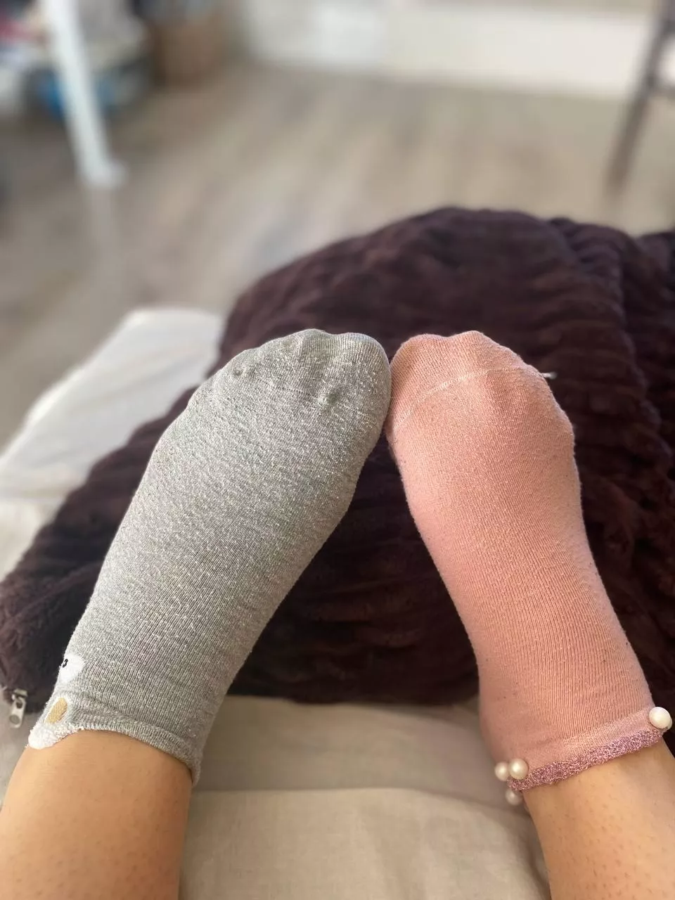 It's a tough choice between pink socks and gray socks