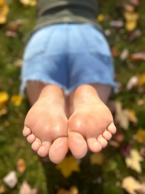 Kicking off my sandals in the grass 