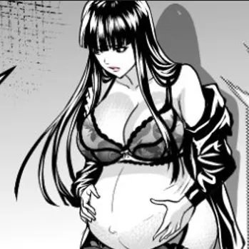 LF Mono Source: 1girl, long hair, dark hair, black hair, close up, leather jacket, large breasts, covered breasts, pregnant, Hands on stomach, worried expression, leaning on wall, 