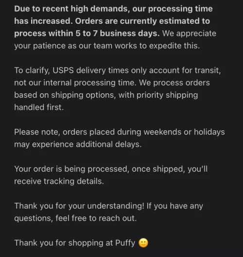 MQ Shipping Time