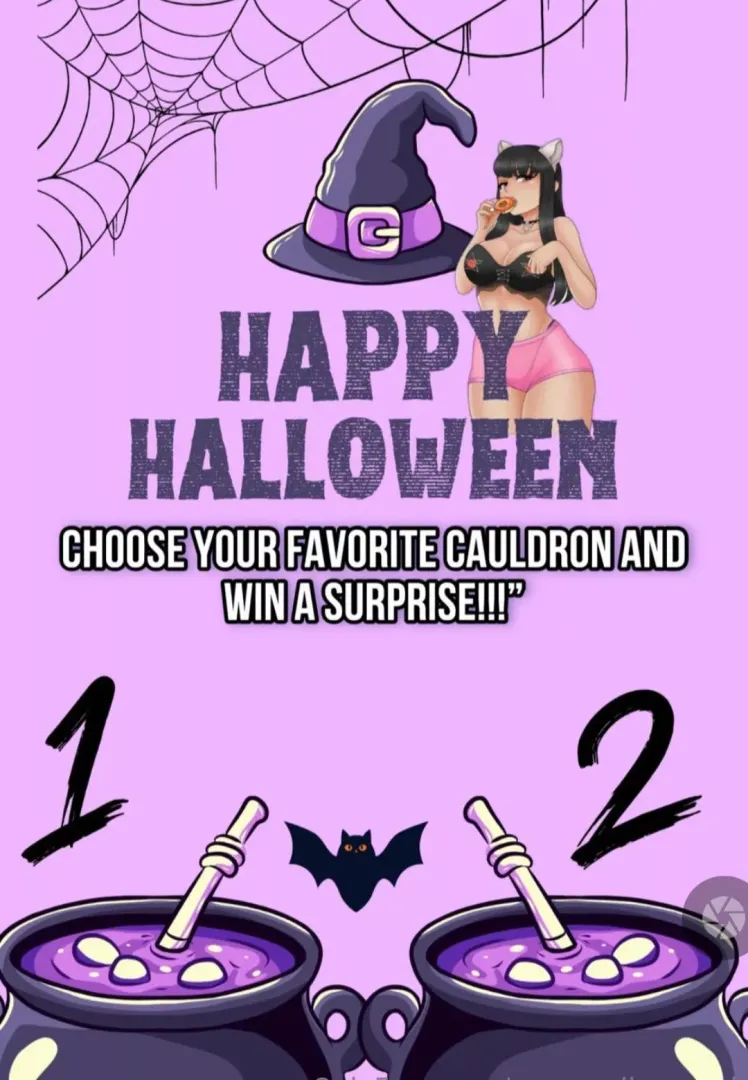 O #Halloween no #Onlyfans da nossa princesa Emanuelly Raquel ❤️está demais! Aproveitem que está com 50% off e por mais US$ 5 você joga e escolhe um dos caldeirões. Imaginem o prêmio? Vindo da nossa princesa já sabem né 😏 vem escolher o seu.