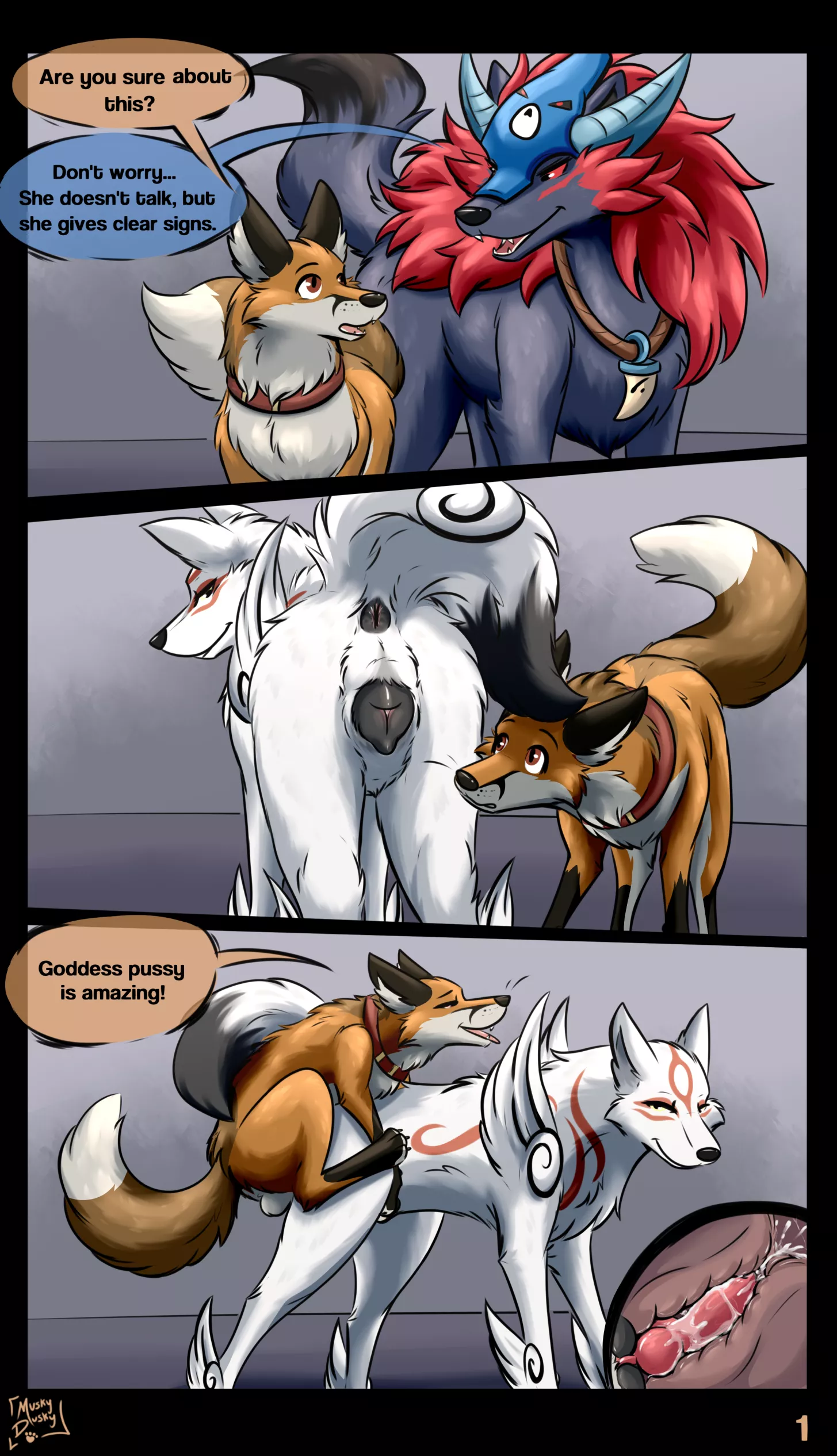 Red Fox x Amaterasu - Comic page 1 (muskydusky) [MF]