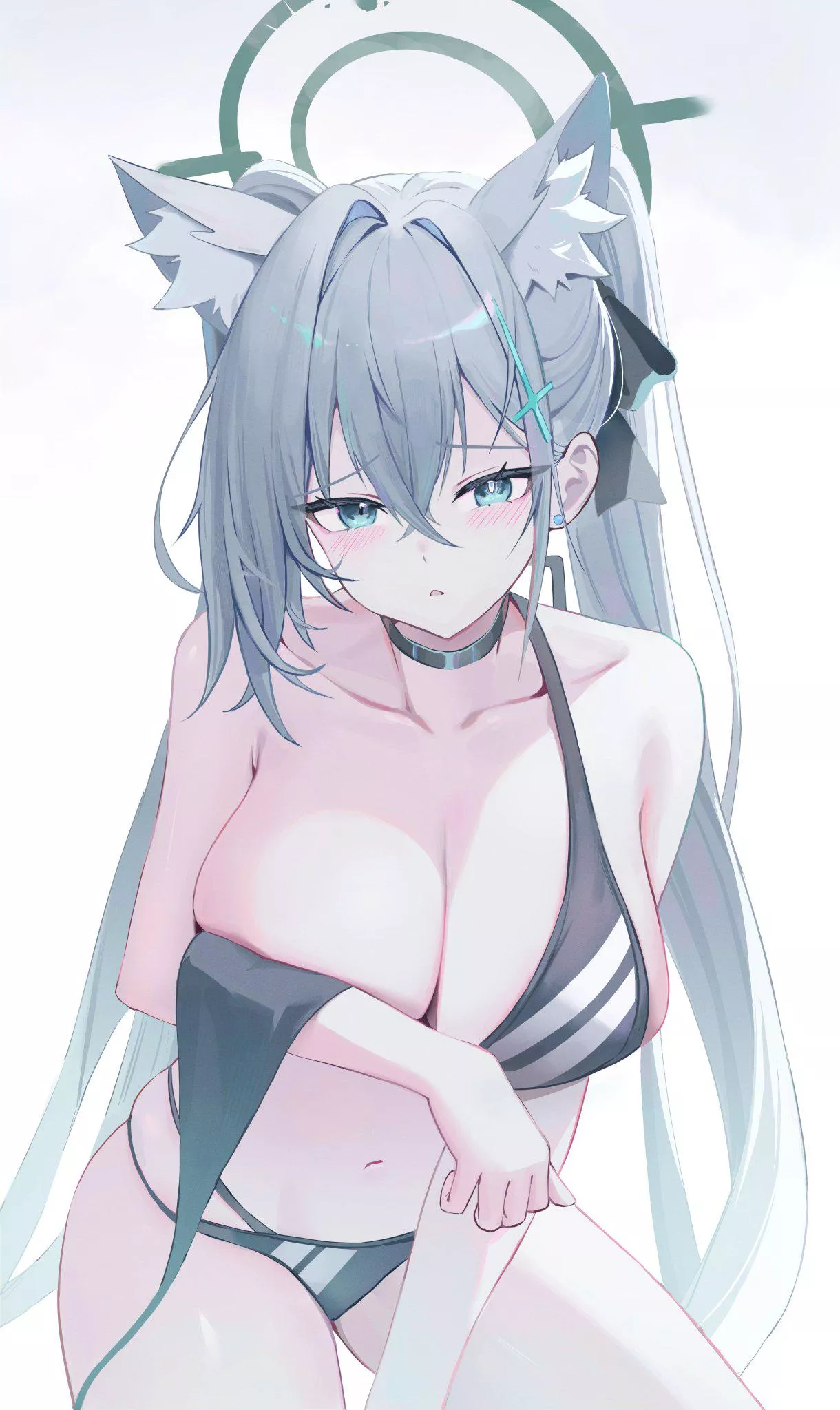 Shiroko Terror's half undone swimsuit 
