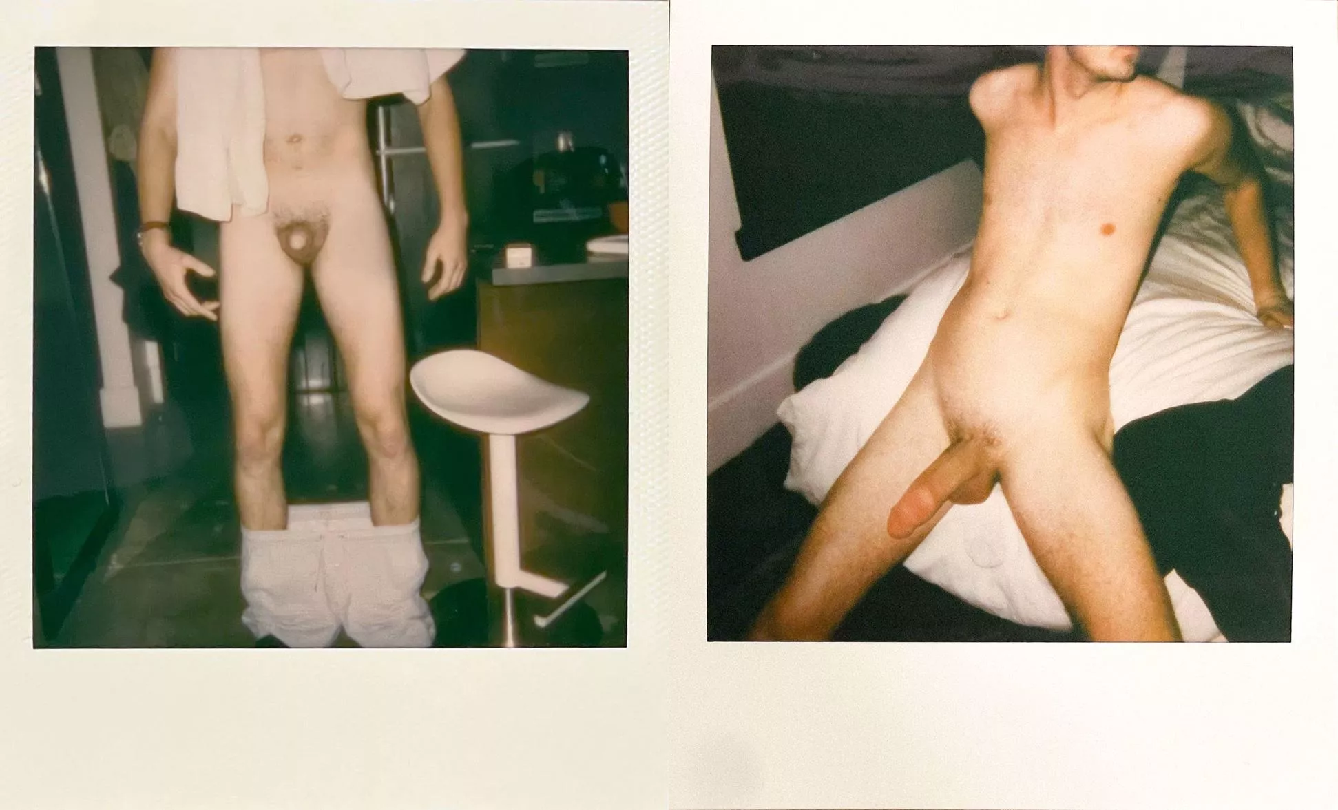 Side by side shots of a friend and me post-skinny dip