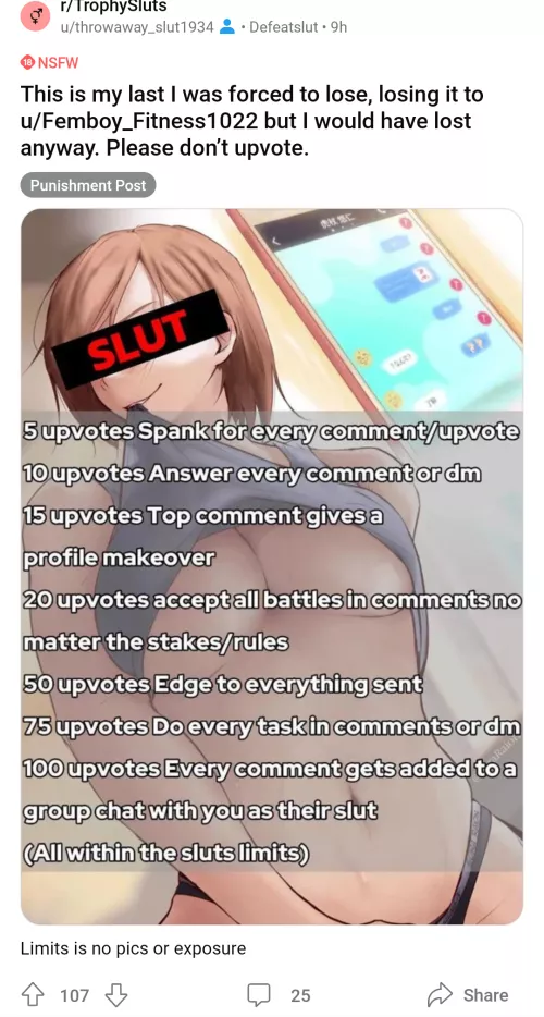 This got 100 upvotes now, so anyone replying to this new post or the old one is invited. I've put my limits in the comments so be sure to read that, it's important.