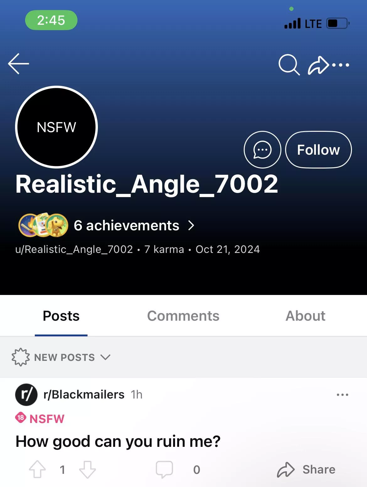 Another timewaster, wants to be blackmailed for free. U/Realistic_Angle_7002