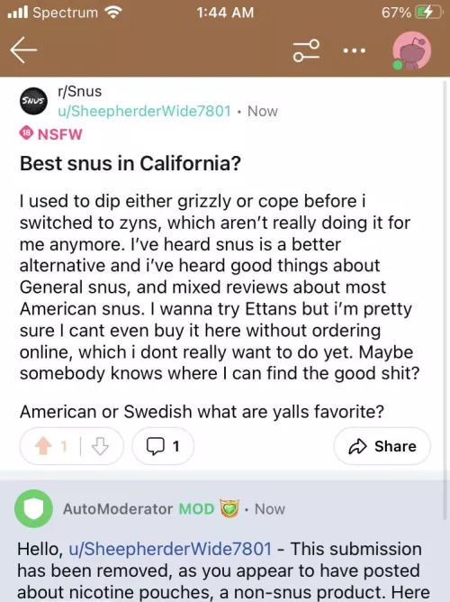 Best Snus in California?