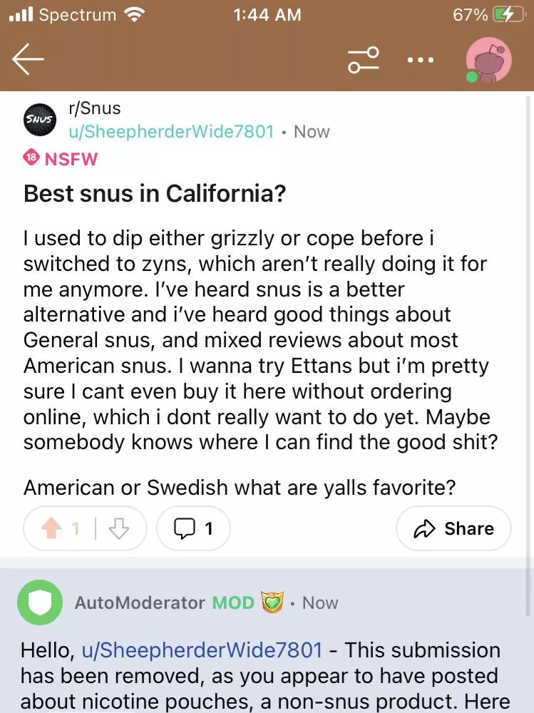 Best Snus in California?