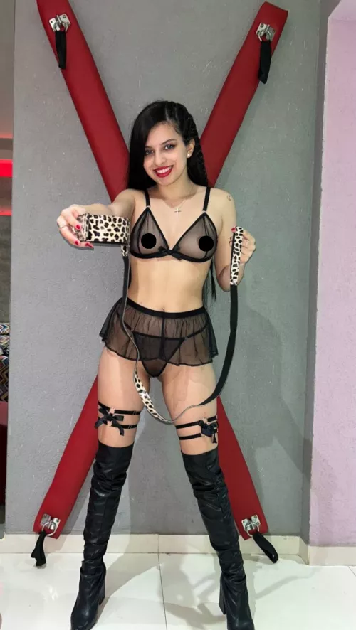 Come, I will put this on you and I will dominate every last cent of your money. Your money is only good for paying tribute to your goddess.