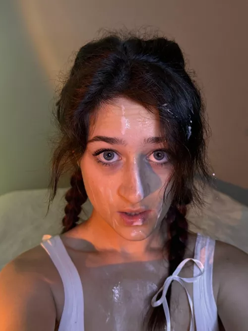 Cum all over my face and hair... traces of your desire everywhere