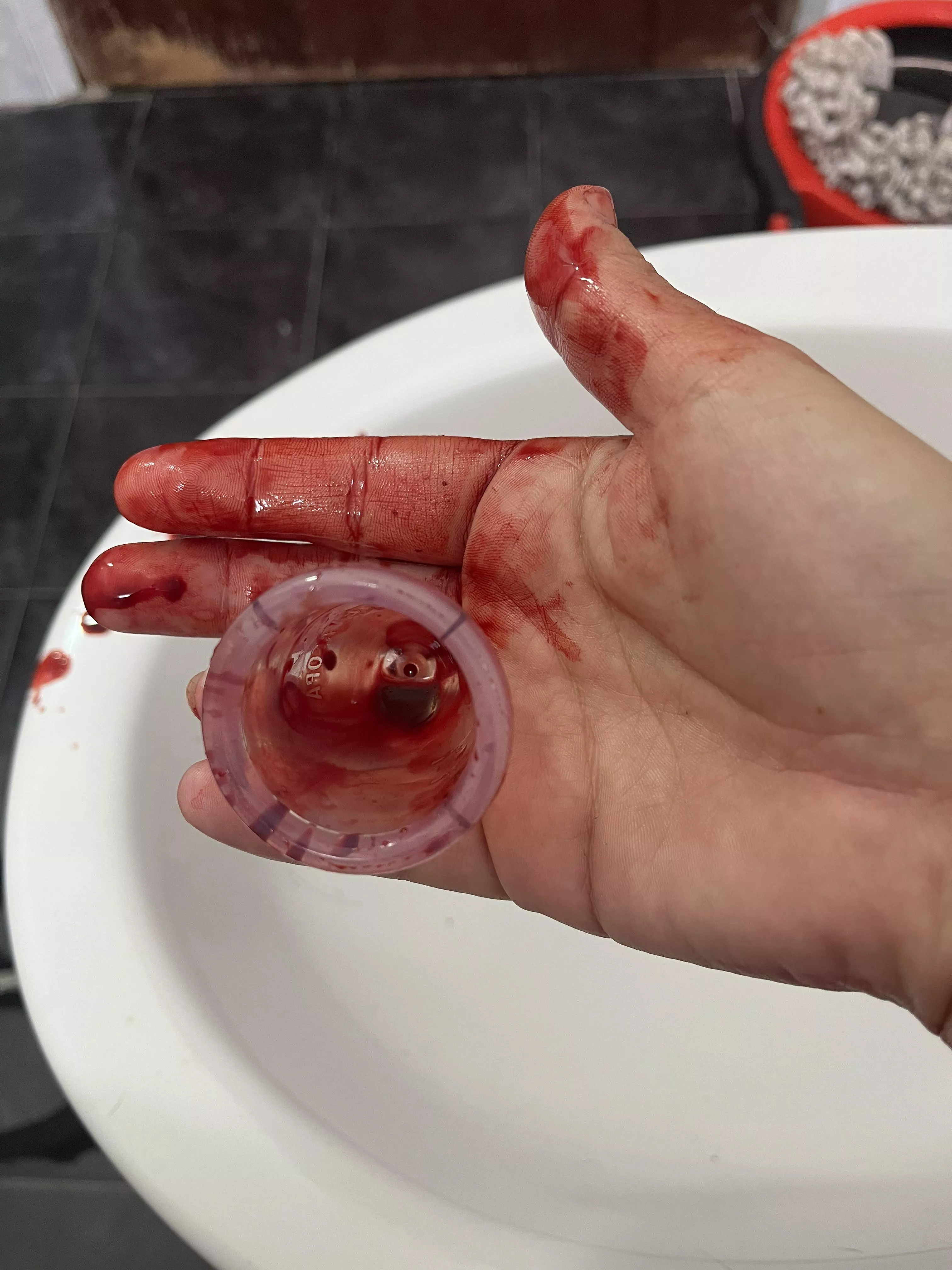 Do you want to see my cup, tampons, and pads? I have a beautiful dildo that wants to get dirty