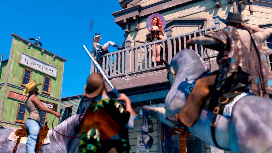 Fan art. Laura earning a living with Savannah in the old west. [NemiegsGames] Special Request.