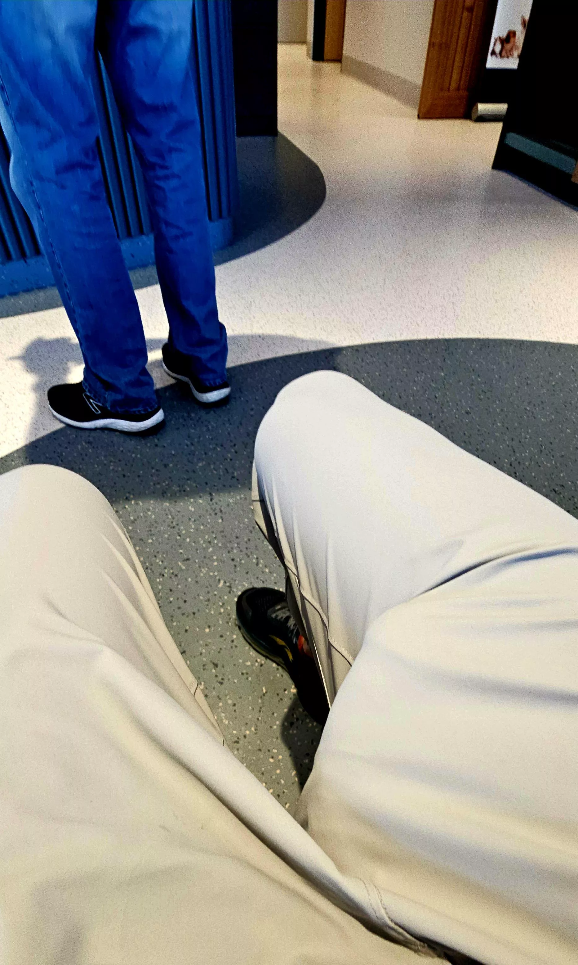 Freeballing in the waiting room. Reception definitely had a bit of a glance