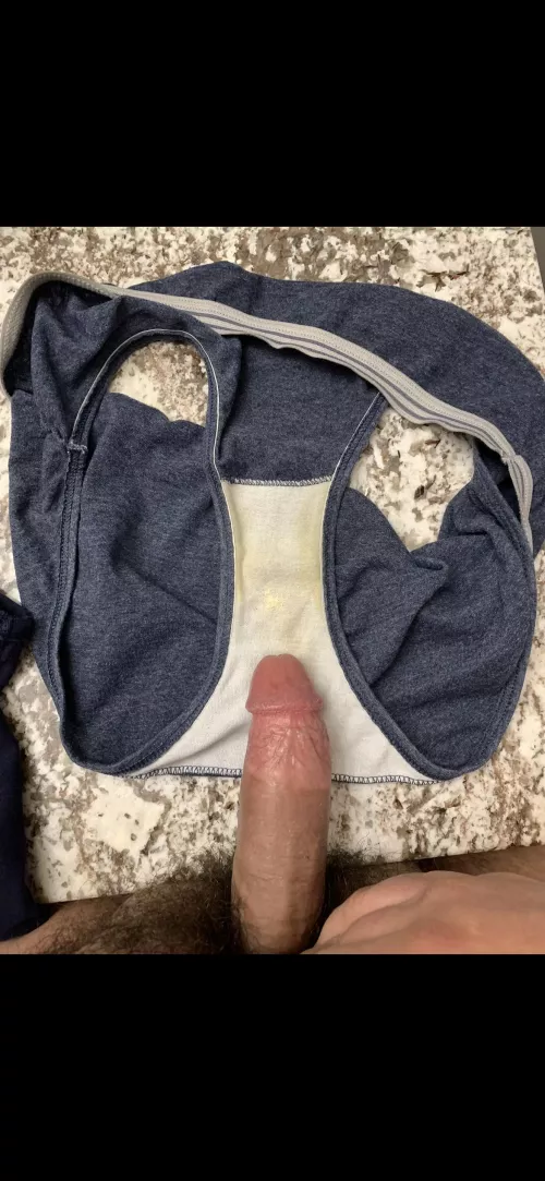 Getting ready to shoot a load in wife’s stained panties