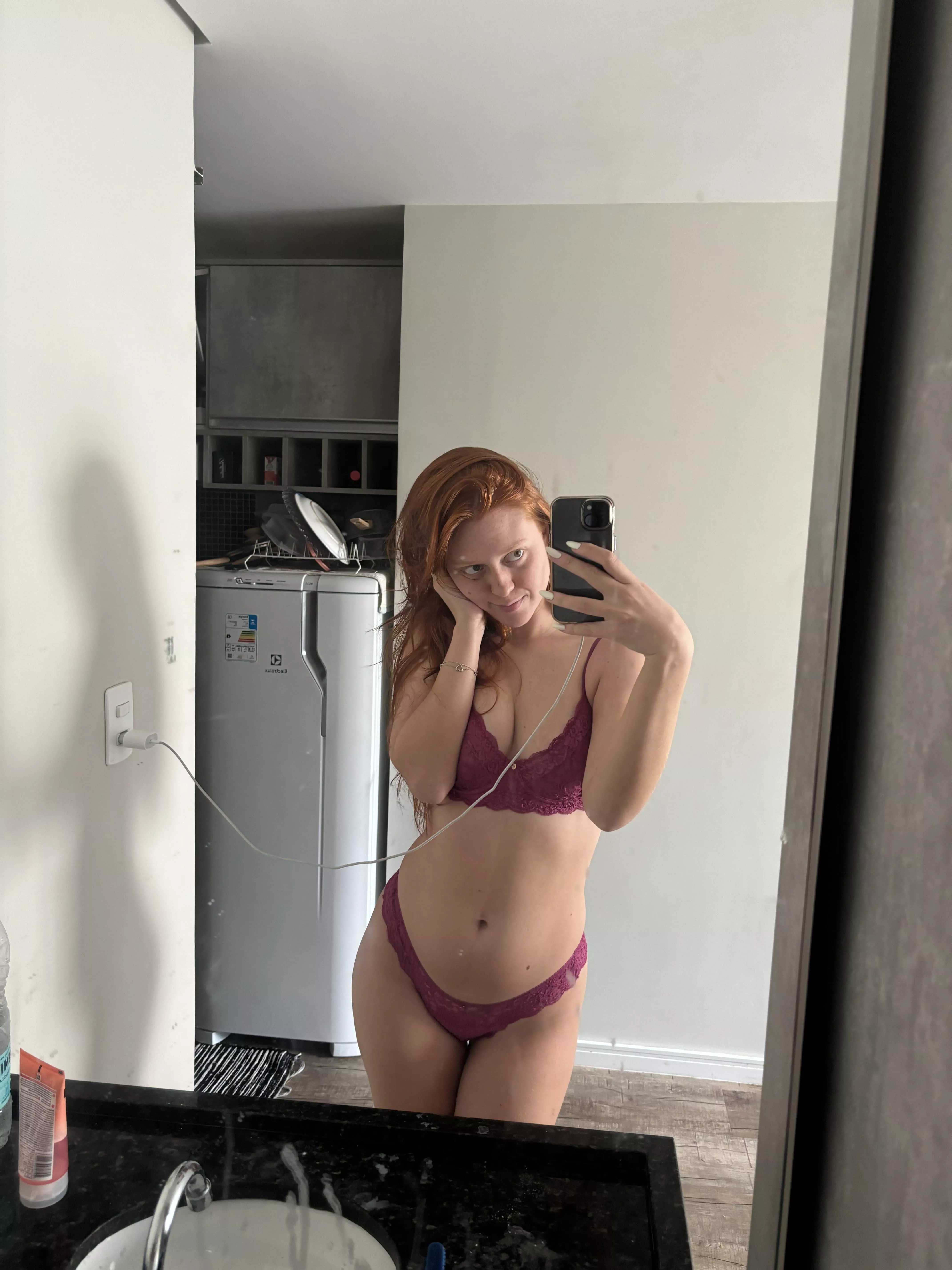 I love wearing my lingerie, it makes me look so sexy. 