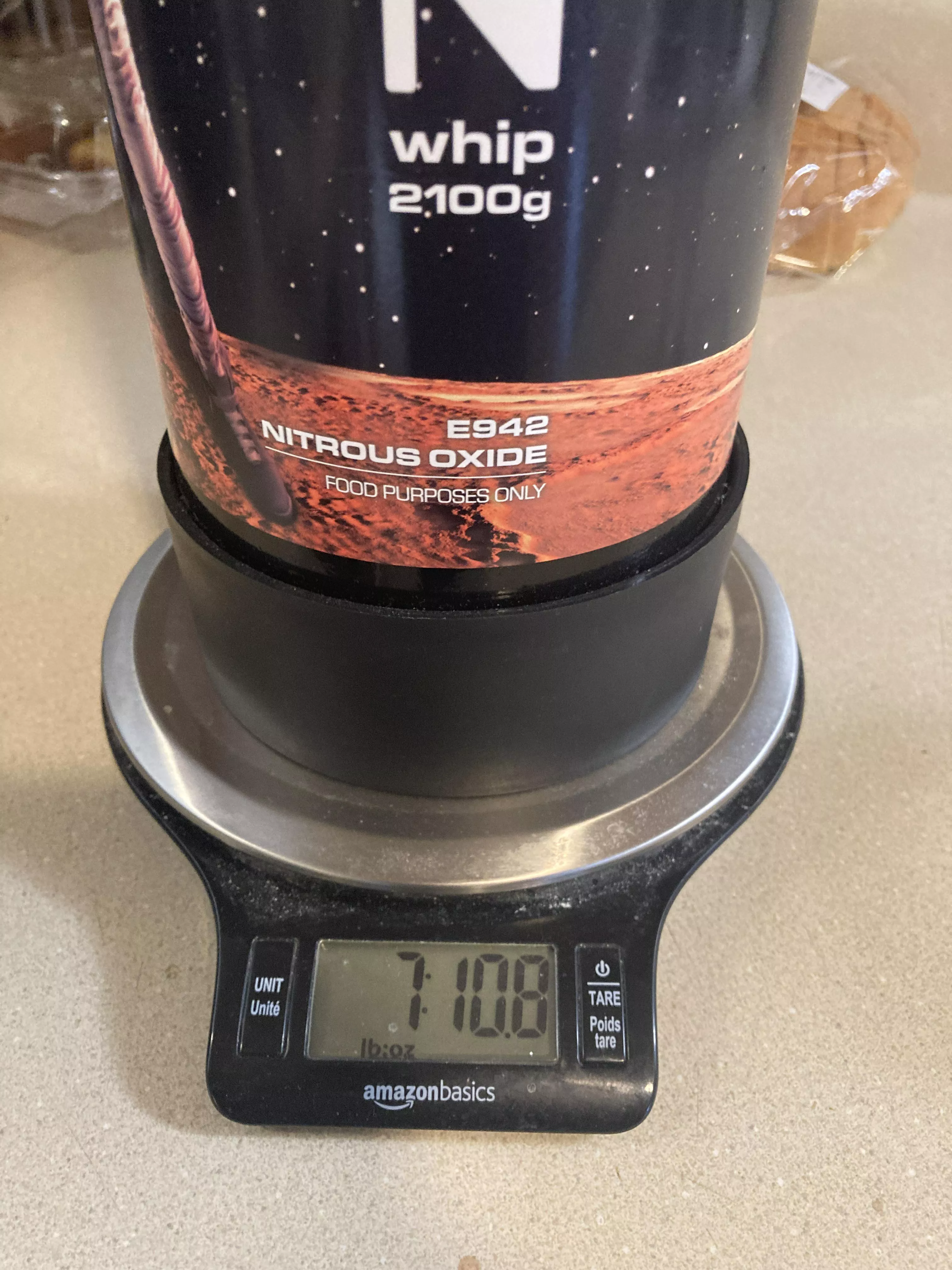 I weighed my empty 2100g