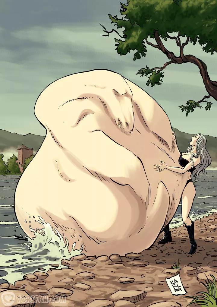 {image} A Monstrous Hunger! (Marco Dominici) [vore belly, belly expansion, digestion, nonhuman prey]