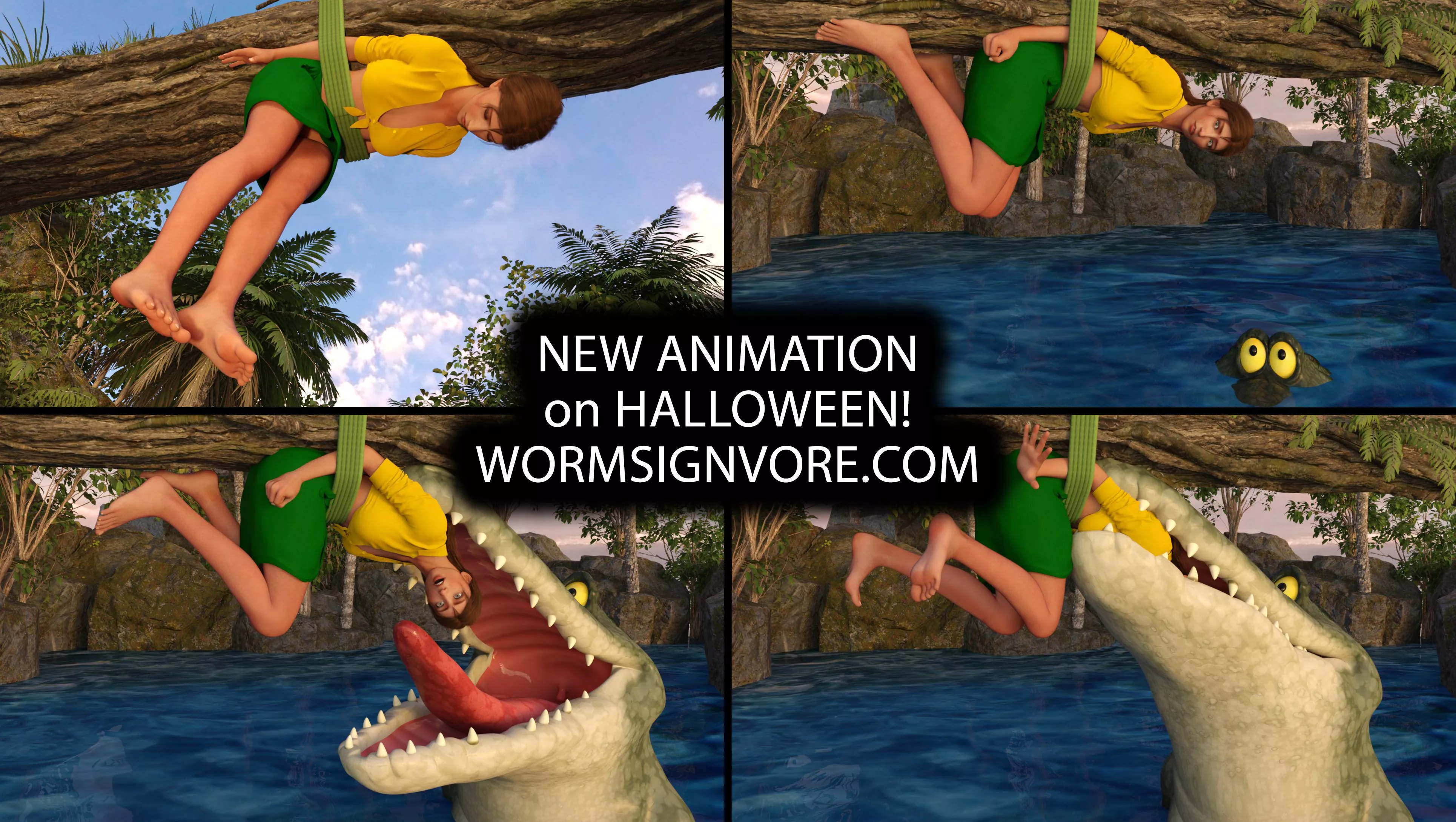 {Image}Croc eats Jane Porter - Teaser(?/Croc)(F/Human)(Soft)(Oral)(unwilling)(nsfw)(OC: WormsignVore Animations) 
