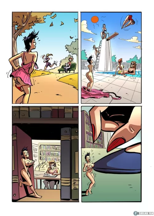 It's Not Public Indecency if You're Too Small to Be Seen! (shrinking, slow shrink, process, shrinking out of clothes, nudity, pleasure)