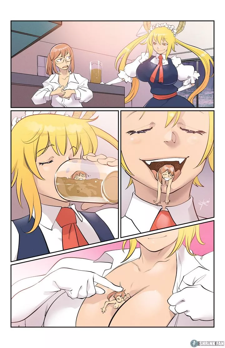 She's About to Get Drunk... (shrinking, shrunken woman, doll size, nudity, giantess, mouth play, big boobs)