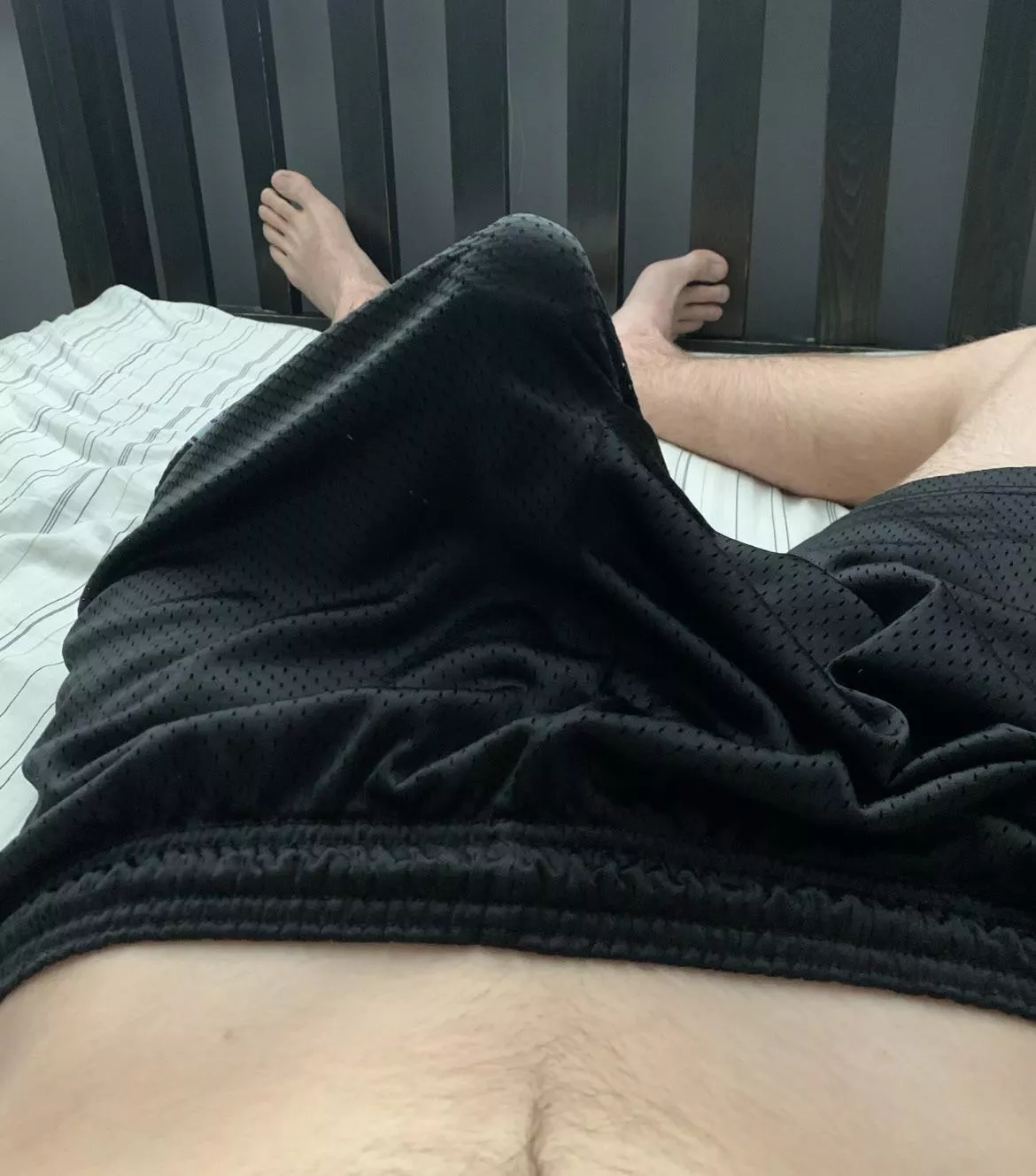 Someone bust in basketball shorts with me