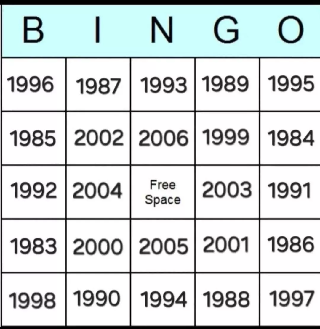 18m got a new birth year bingo card