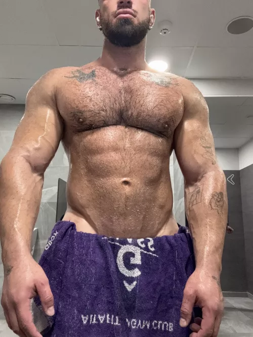 after a powerful workout in the gym