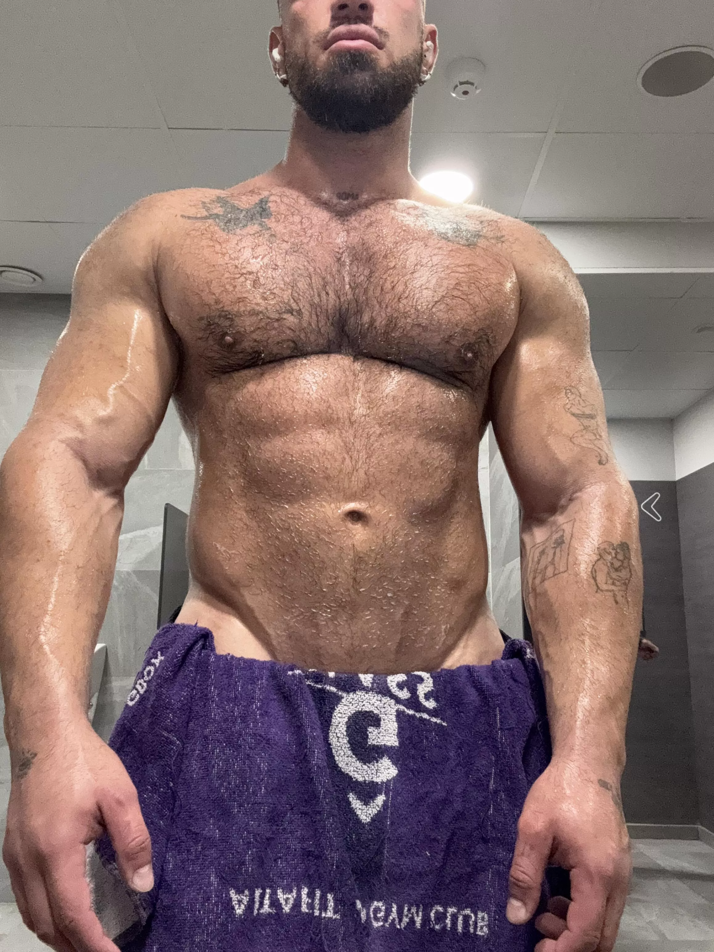 after a powerful workout in the gym