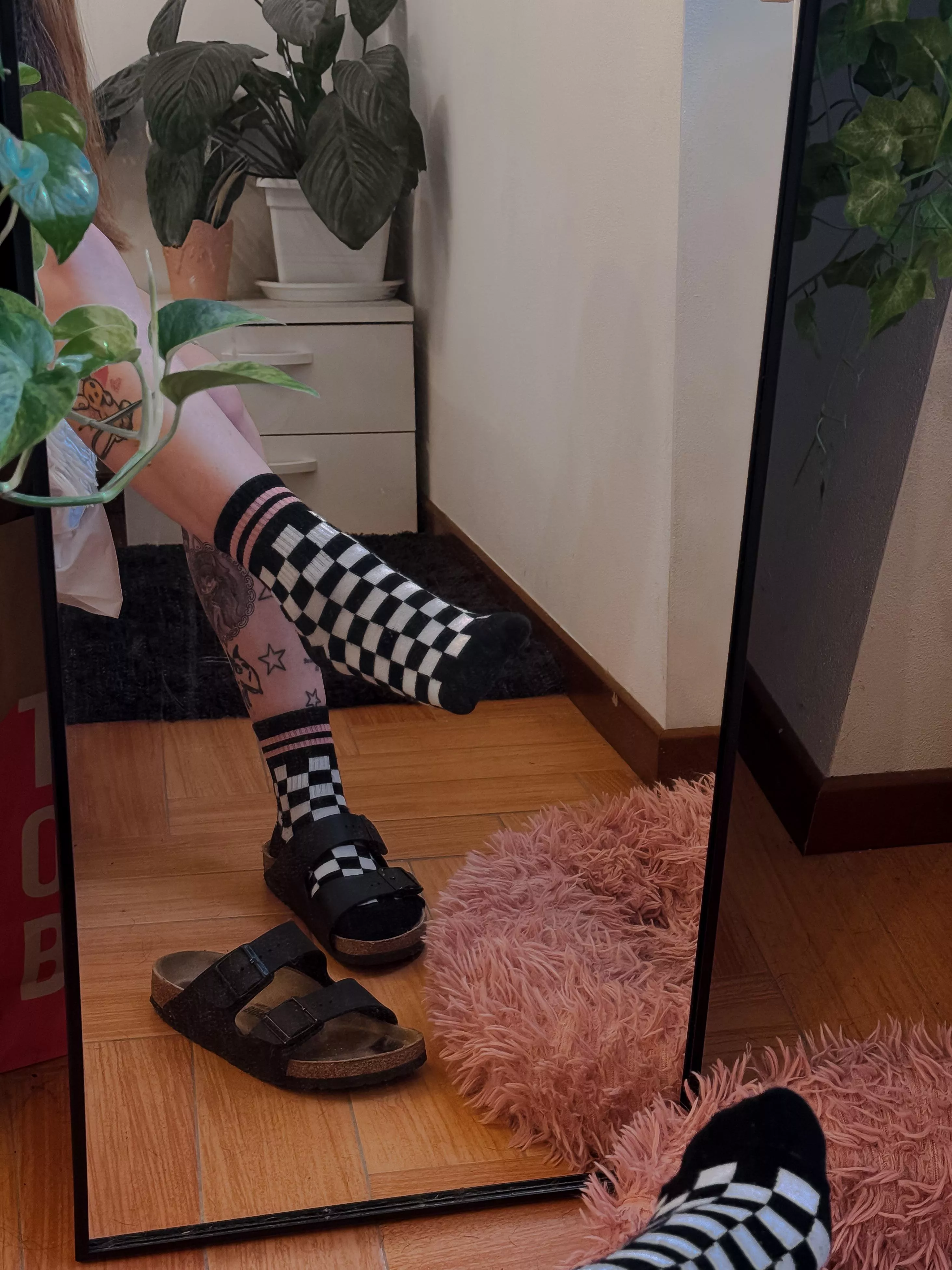 Checkered emo socks with Birks