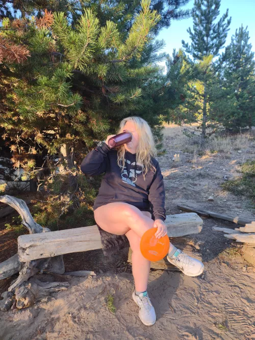 Coffee, frisbee golf, and the sunrise. What else could a nudist want?