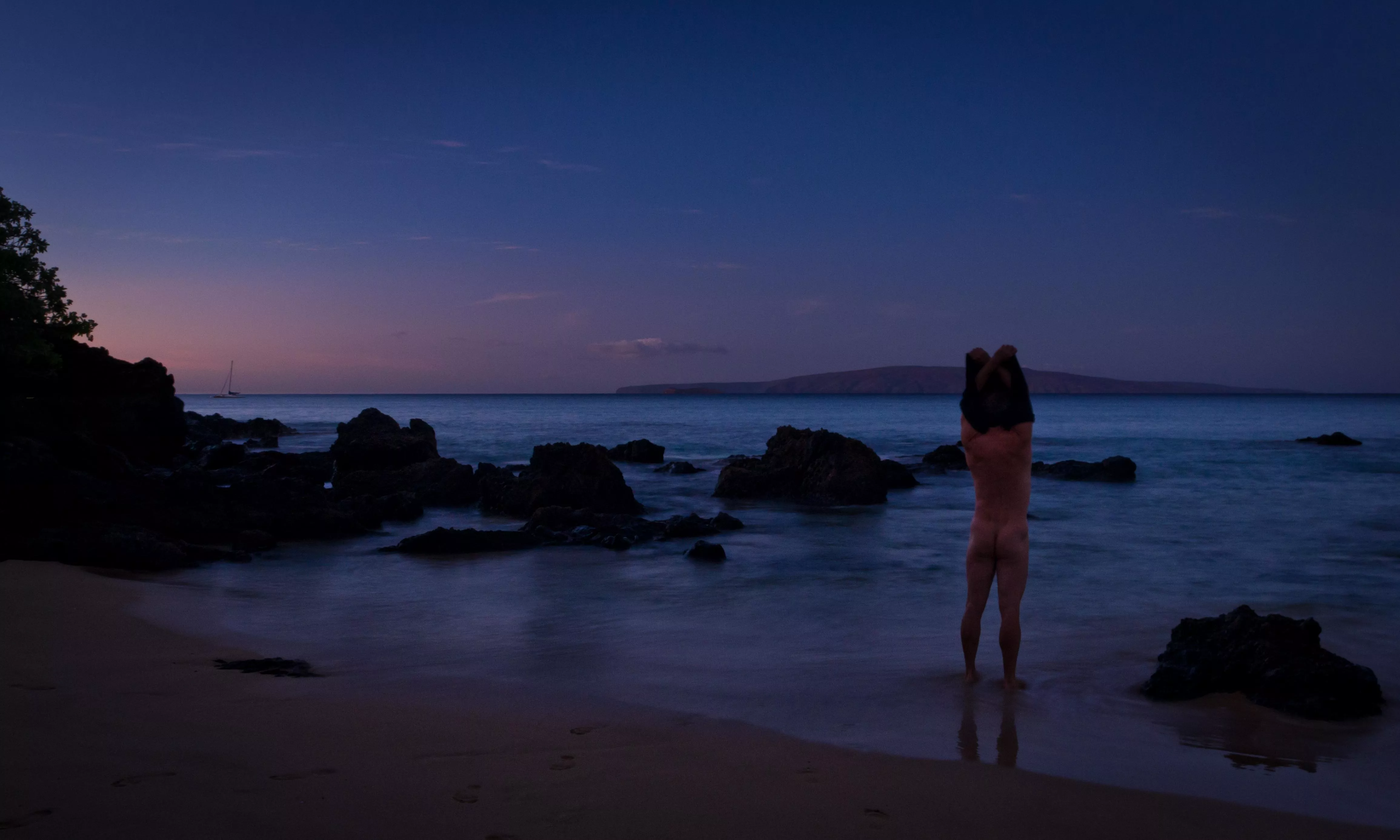 getting ready for a morning dip