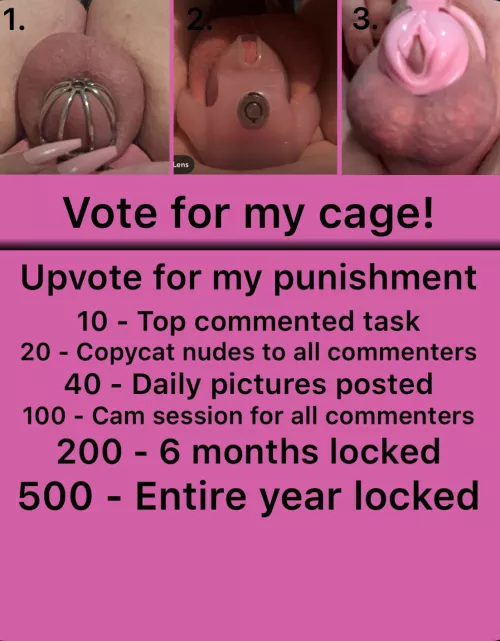 I was a bad Sissy and took my cage off for locktober. Now I’m locking for 30 days while this post is up. Comment and upvote to decide my fate.