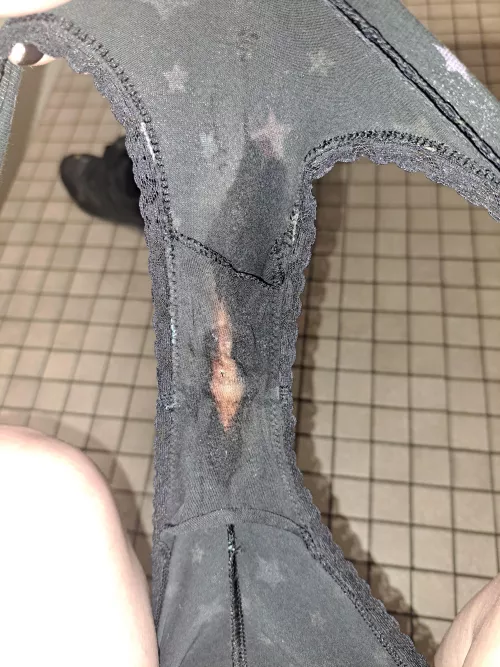 It's 🦈 week and that means black panties! This pair is old, you can tell by the very stained gusset 😈 