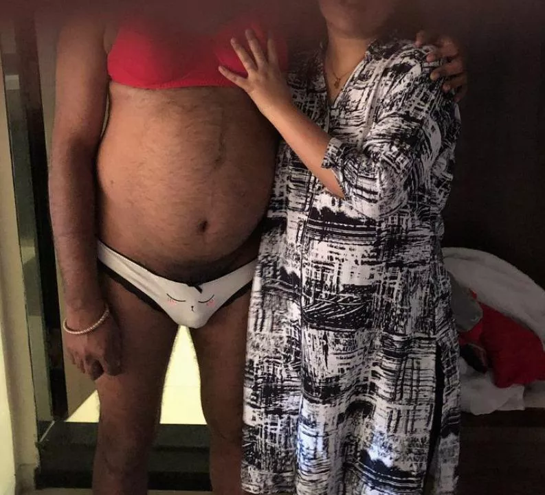 Locktober - 1st ever physical check this month. She made me wear her bra, panties and bangles 