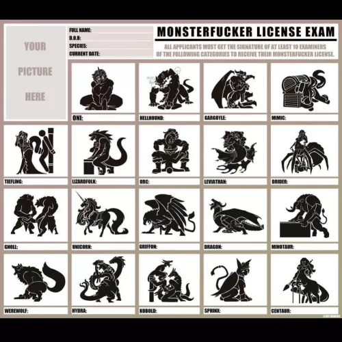 [M4F] It is not easy and not eveyone can handle it, to get the monster fucker license! But you are brave enough and give your best to get you license right? [Be at least semi detailed and bring some refs of your charackter!]