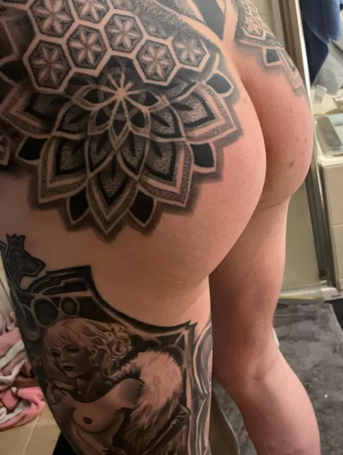 My Healed ass cheek tattoos