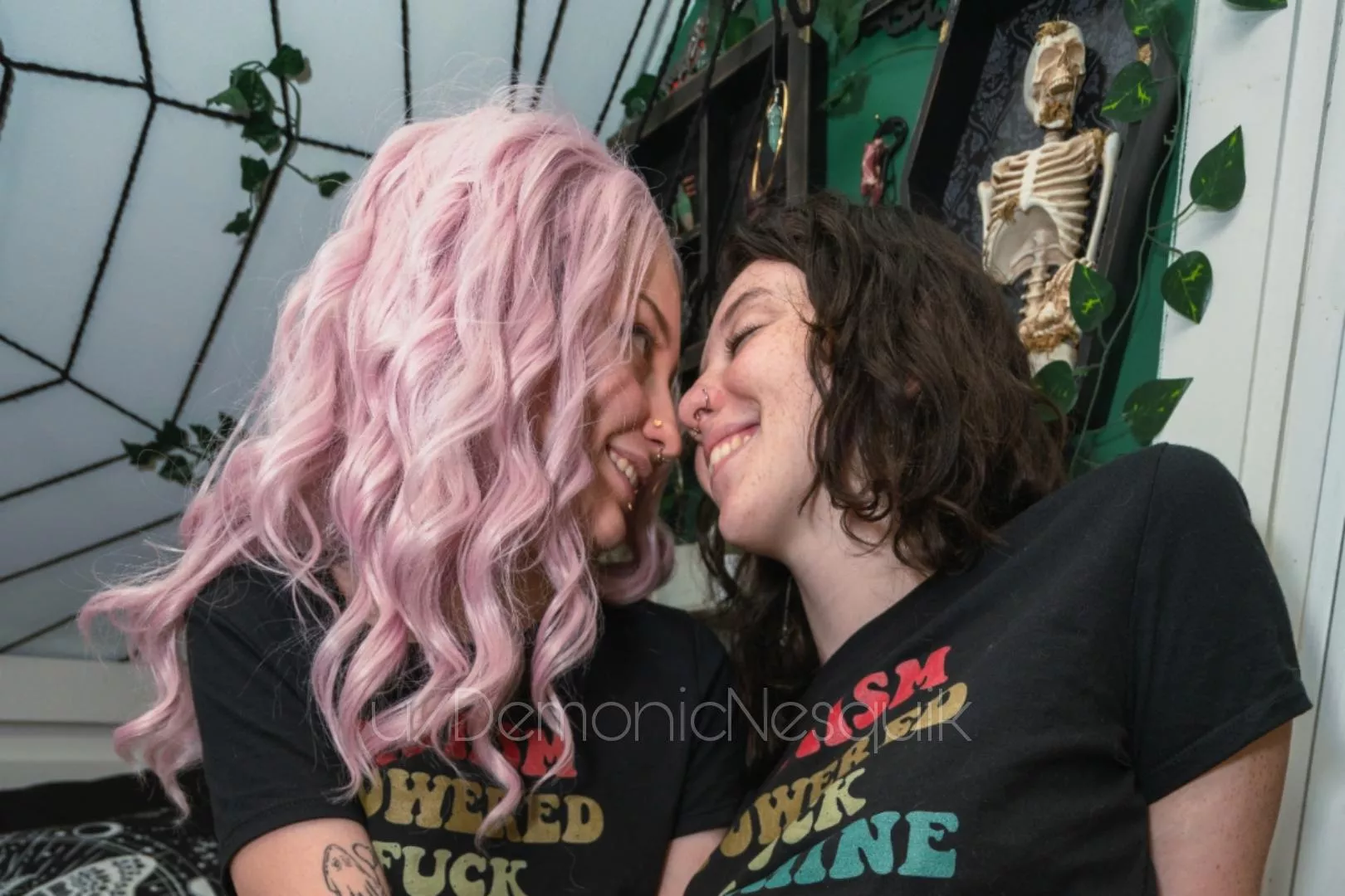 Our nose piercings keep getting stuck together when we kiss