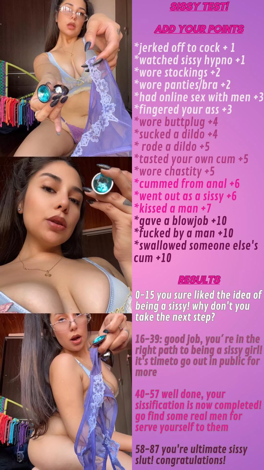 Show mommy your slut level 