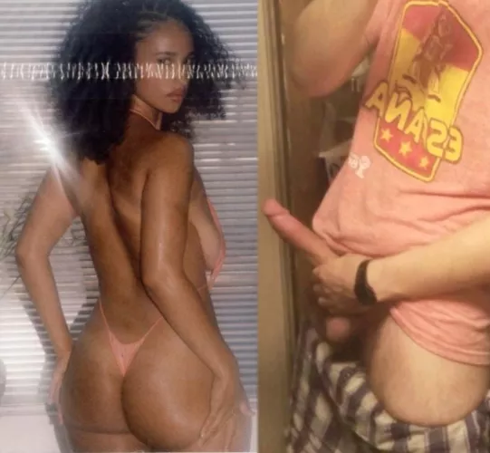 Softcore babe leaning on a thick swollen cock 