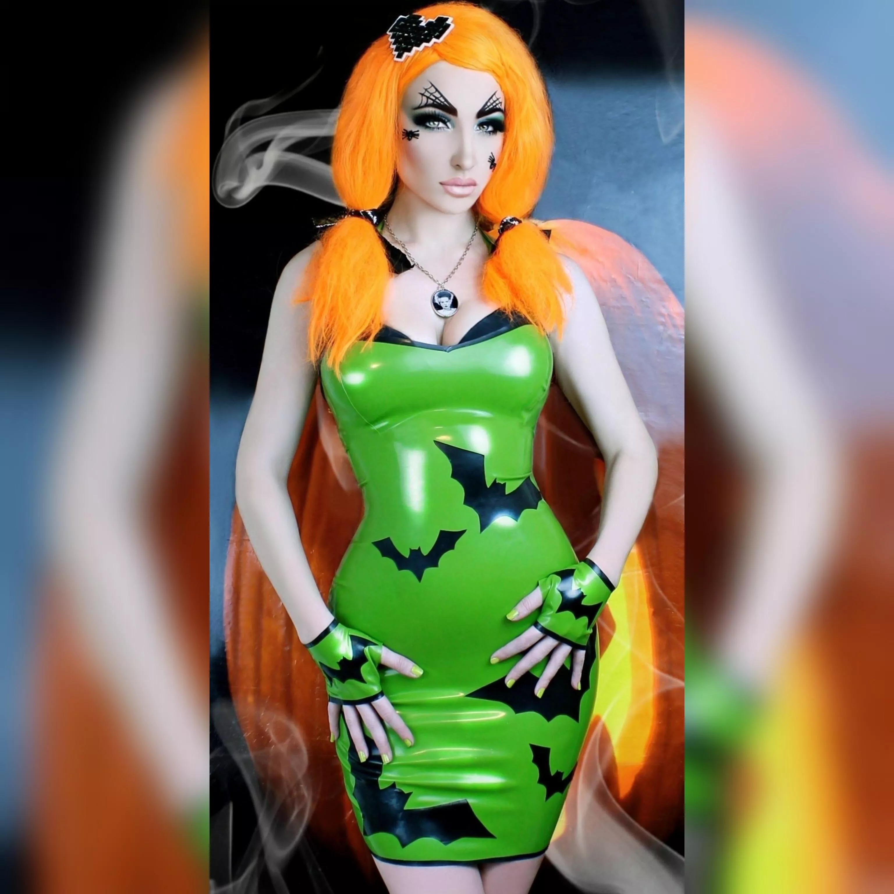 Throwback picture in halloween latex