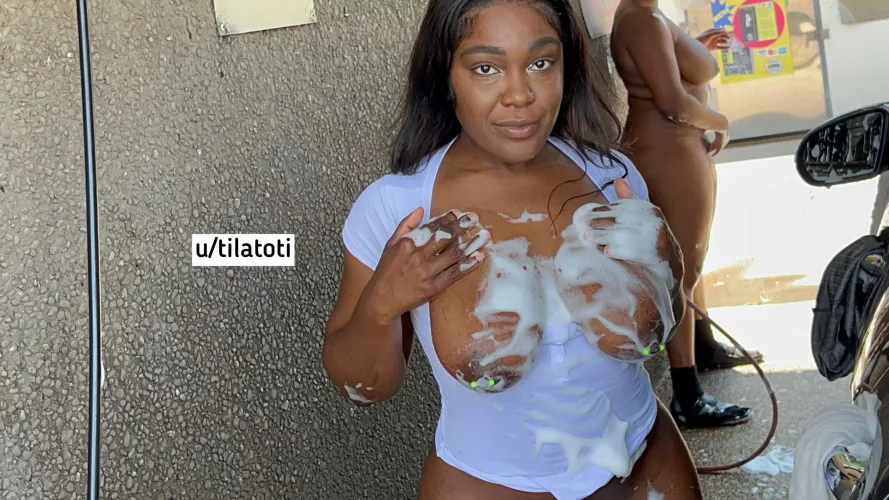 Washing cars and having fun