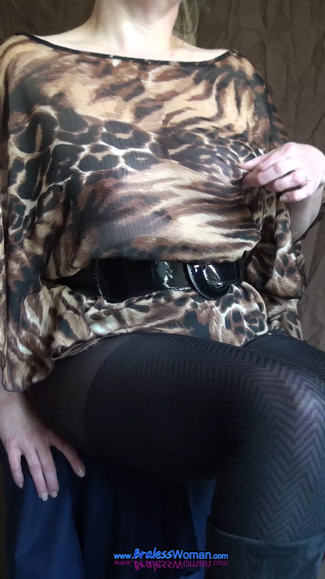 What do you like better, the pantyhose or the braless sheer blouse?